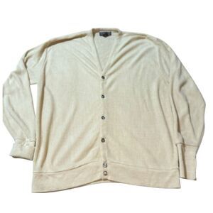 VTG Mens Cardigan Sweater‎ Grandpa Core Kurt Cobain Grunge 2XL David Taylor Tan